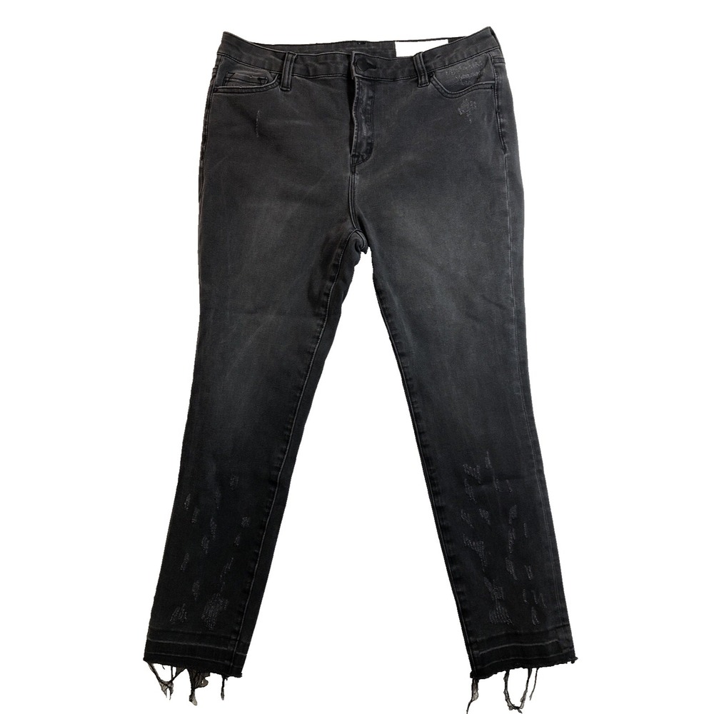 Mystree Premium Jeans Women's Size‎ 29 Black Denim Skinny Raw Hem Distressed